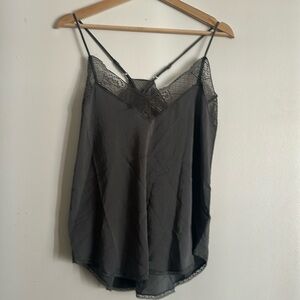 LoveStitch Gray Lace Racer Back Tank Top 100% polyester / NWT